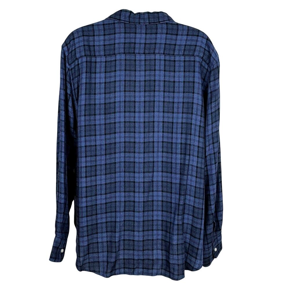 Frank & Eileen EILEEN 100% Modal Relaxed Button-Up Shirt in Blue Plaid L NWOT - Picture 2 of 11